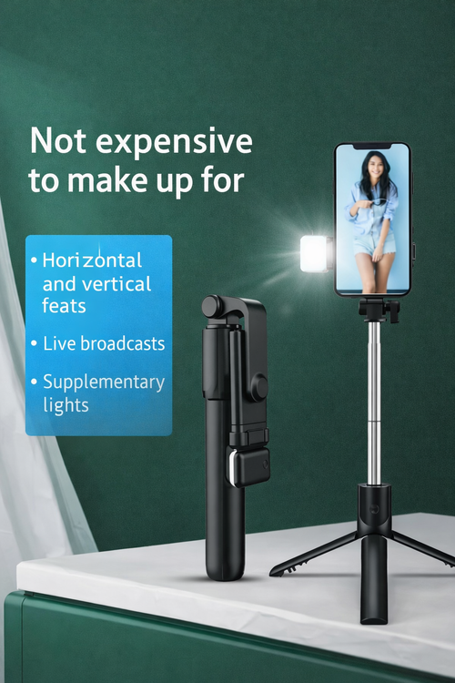 Perche Selfie 3-en-1 avec Trépied Intégré & Lumière LED – Bluetooth