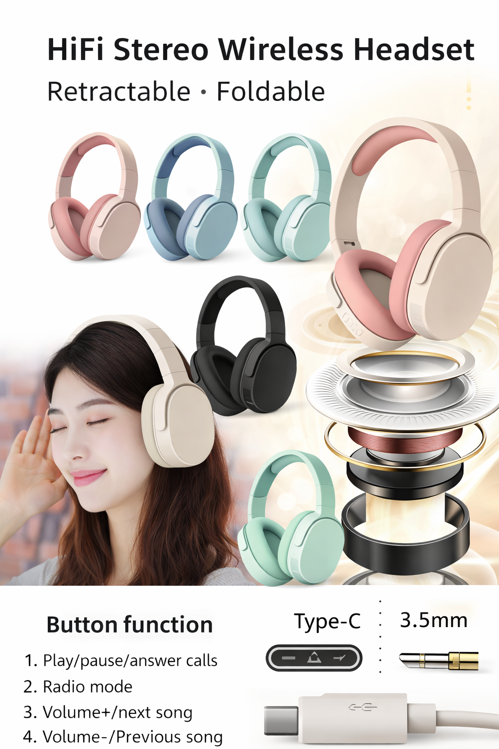 🎧 Casque Bluetooth Sans Fil – Confort Premium & Son Immersif